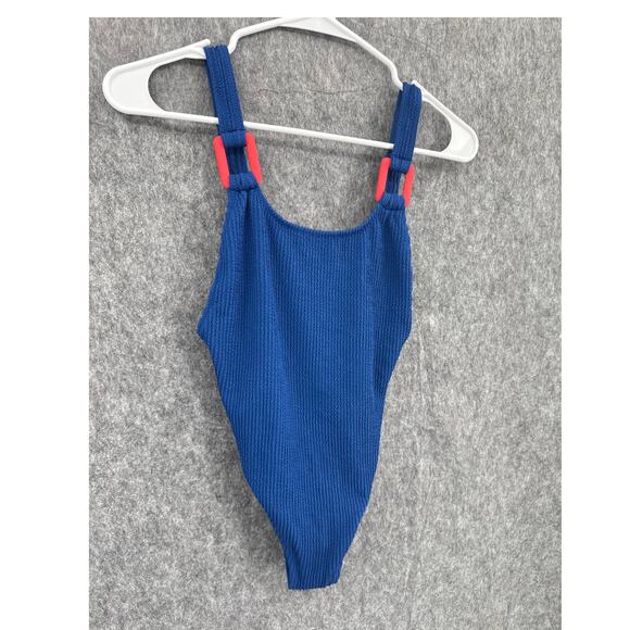 Aerie Swimwear NWT Ribbed Rib Back Cut Blue One Piece Swimsuit Small NEW - Picture 4 of 9